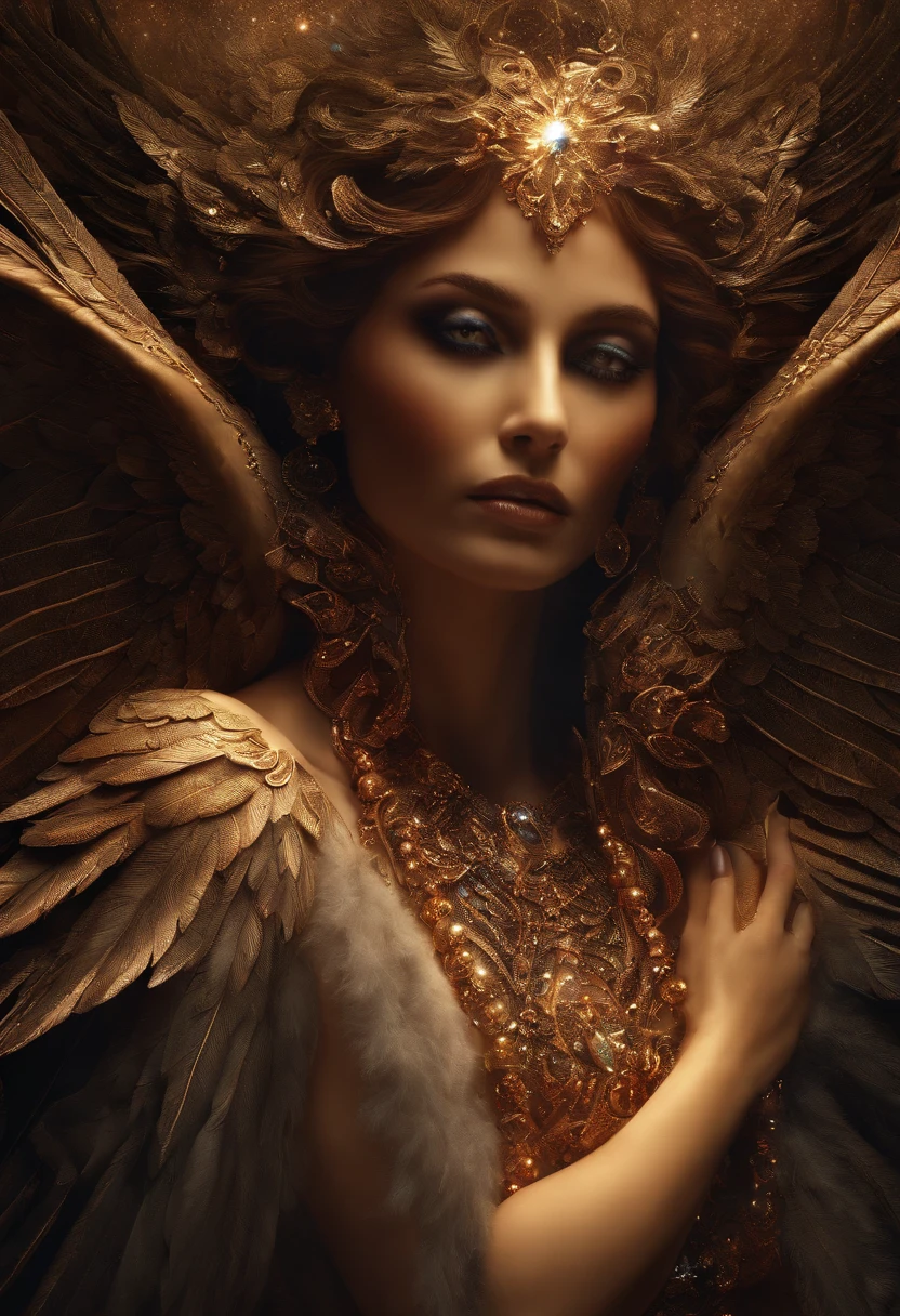 Cosmic Fallen Angel, Ojos claros y brillantes, biomech, misterioso, horripilante, Pesadilla,