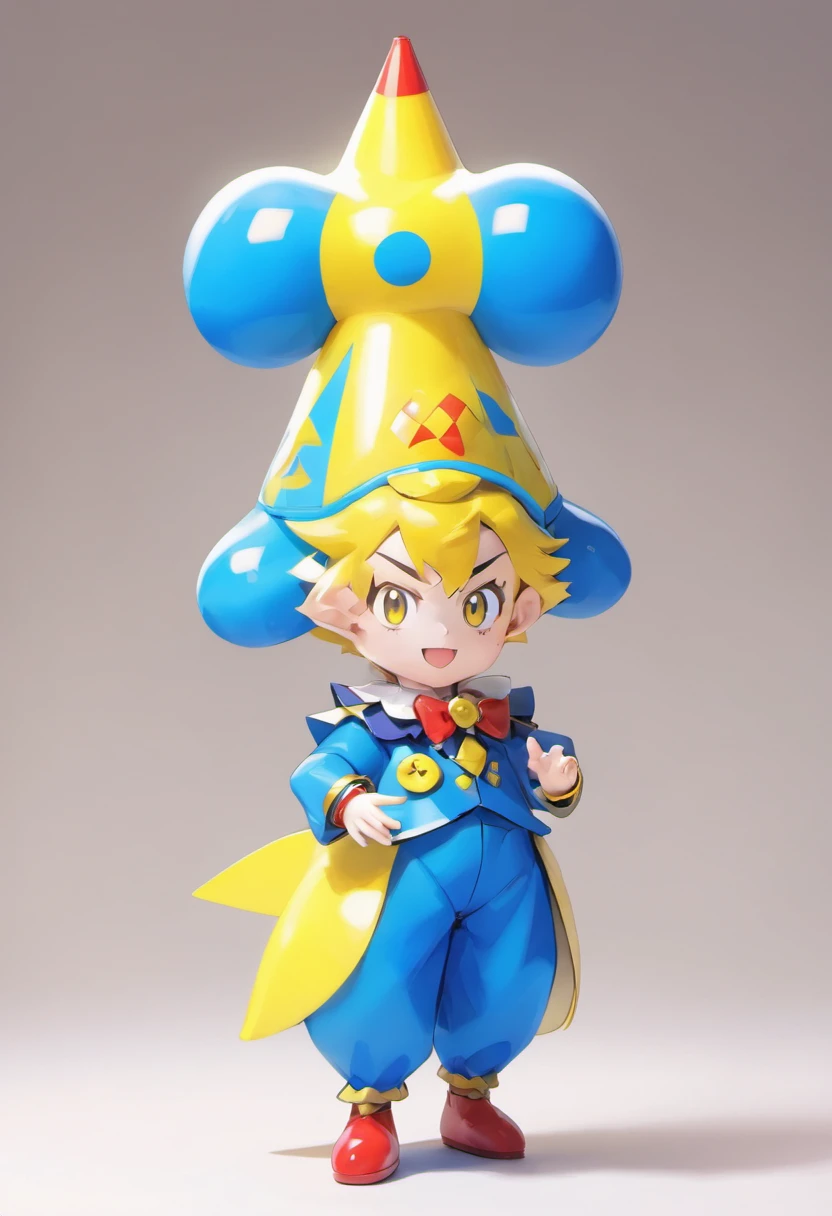 Clown Boy Doll、Blue costume、The big yellow button is3Attach to clothes、Blue conical cap