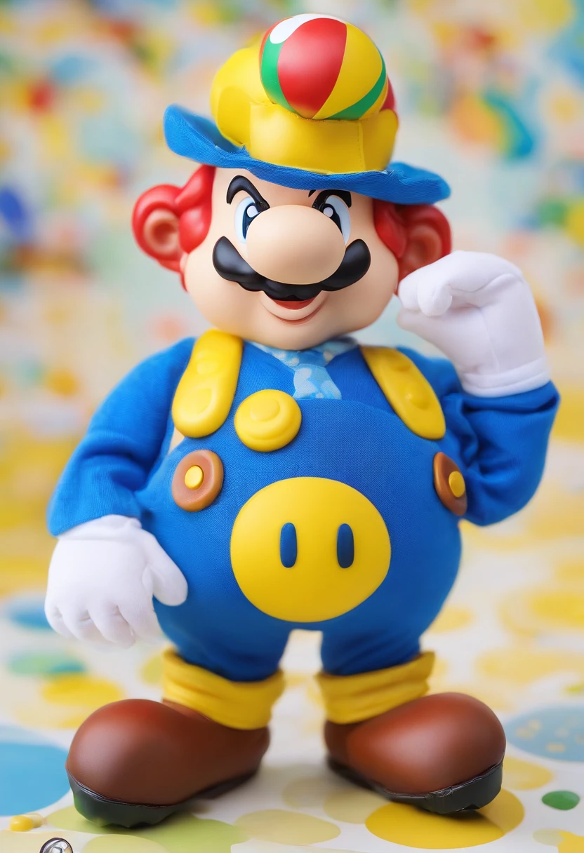 Clown Boy Doll、Blue costume、The big yellow button is３Attach to clothes、Blue conical cap