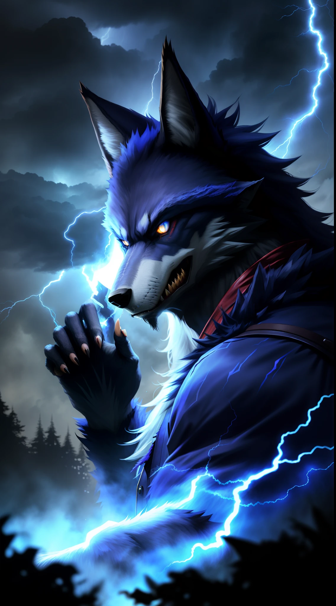 Werewolf from Crimson Smoke Blue|Lightning background、Lightning、