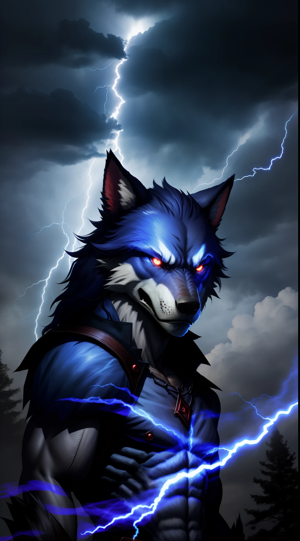 Werewolf from Crimson Smoke Blue|Lightning background、Lightning、