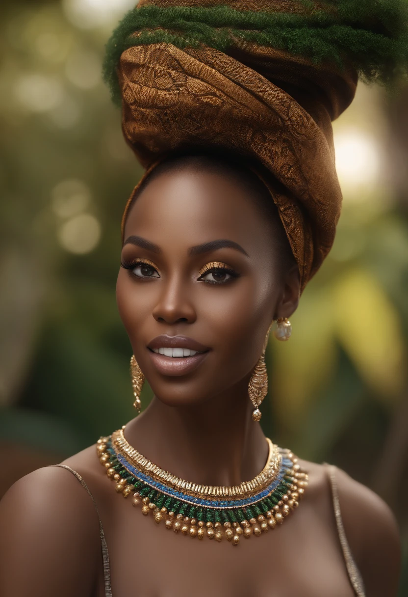 (best quality,4k,8k,highres,masterpiece:1.2),ultra-detailed,(realistic,photorealistic,photo-realistic:1.37),portraits,african,beautiful detailed eyes,beautiful detailed lips,extremely detailed eyes and face,long eyelashes,dark complexion,swimsuits,baseball cap ,earrings,expressive eyes,confident smile,vivid colors,london landscape,lush greenery,sunlight filtering through trees,traditional house in the background,striking pose,positive energy,harmonious composition,Wakanda vibes,perfect lighting,exquisite attention to detail, lively and captivating,celebration of African beauty