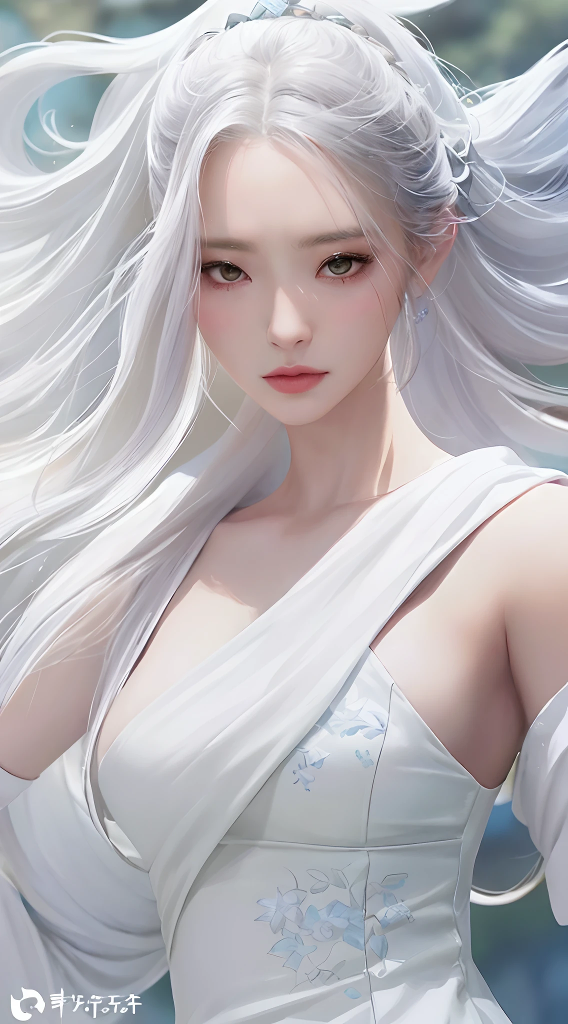 ((masterpiece:1.5、8k、Portraiture、Photorealistic and very detailed CG、Very detailed、Particle Effects、Dynamic Effects、Shallow depth of field、Cinematic Light、Lens flare、Ray Tracing、Tabletop、Realistic:1.4、Ultra-high resolution:1.2、Realistic、Realistic))((alone、Woman wearing a cashmere coat:1.4、Elegant woman posing、look up、Detailed face、brightexpression、young, bright, Whiter skin、small breasts、Beautiful cleavage、Best Looks、Ultimate beauty、Shiny silver hair with highlights、bright and shiny hair,、Super long, Silky straight hair、Hair dancing in the wind))(morning、The setting is outdoors in the snow、Surrounded by illuminations)