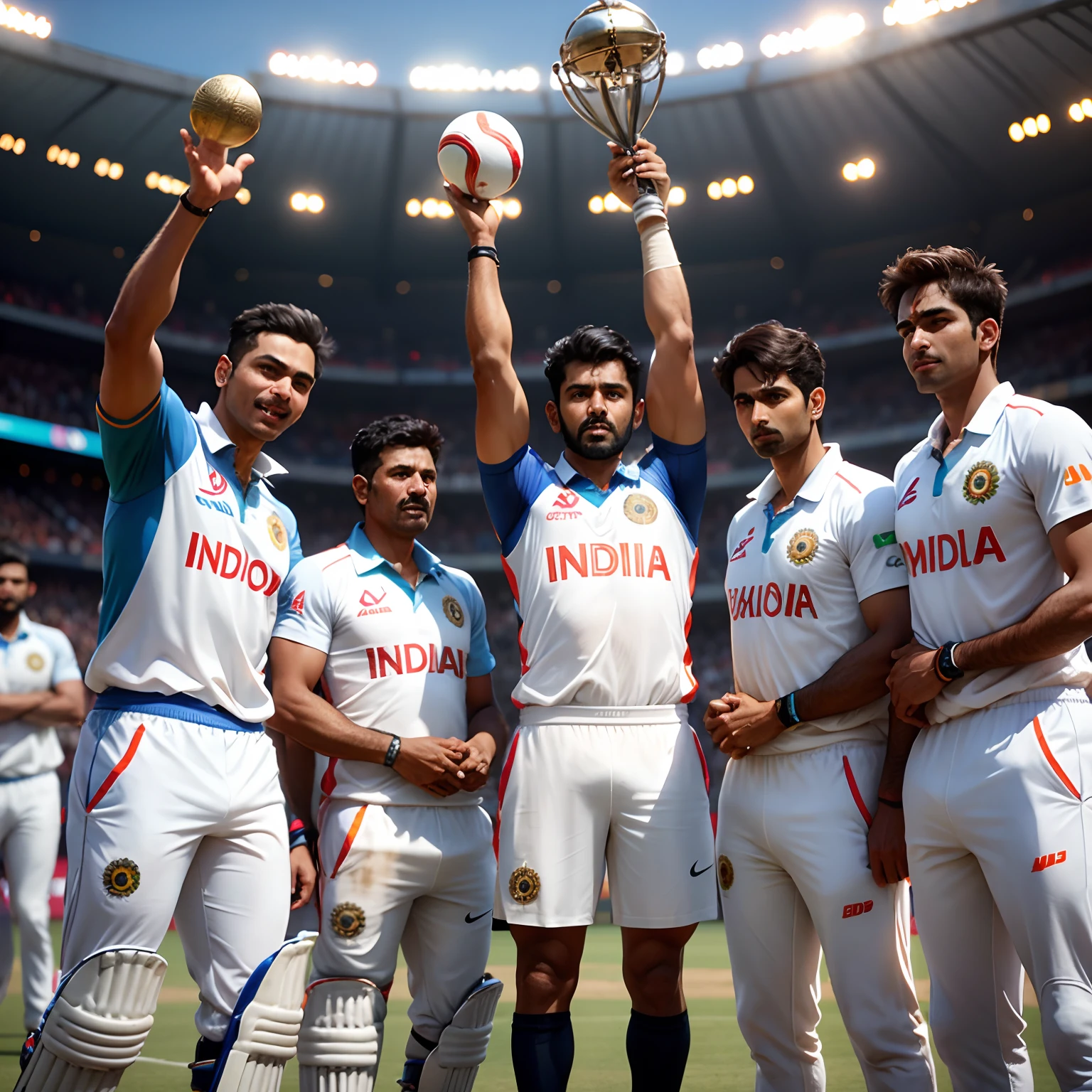 Indian cricket team holding world cup