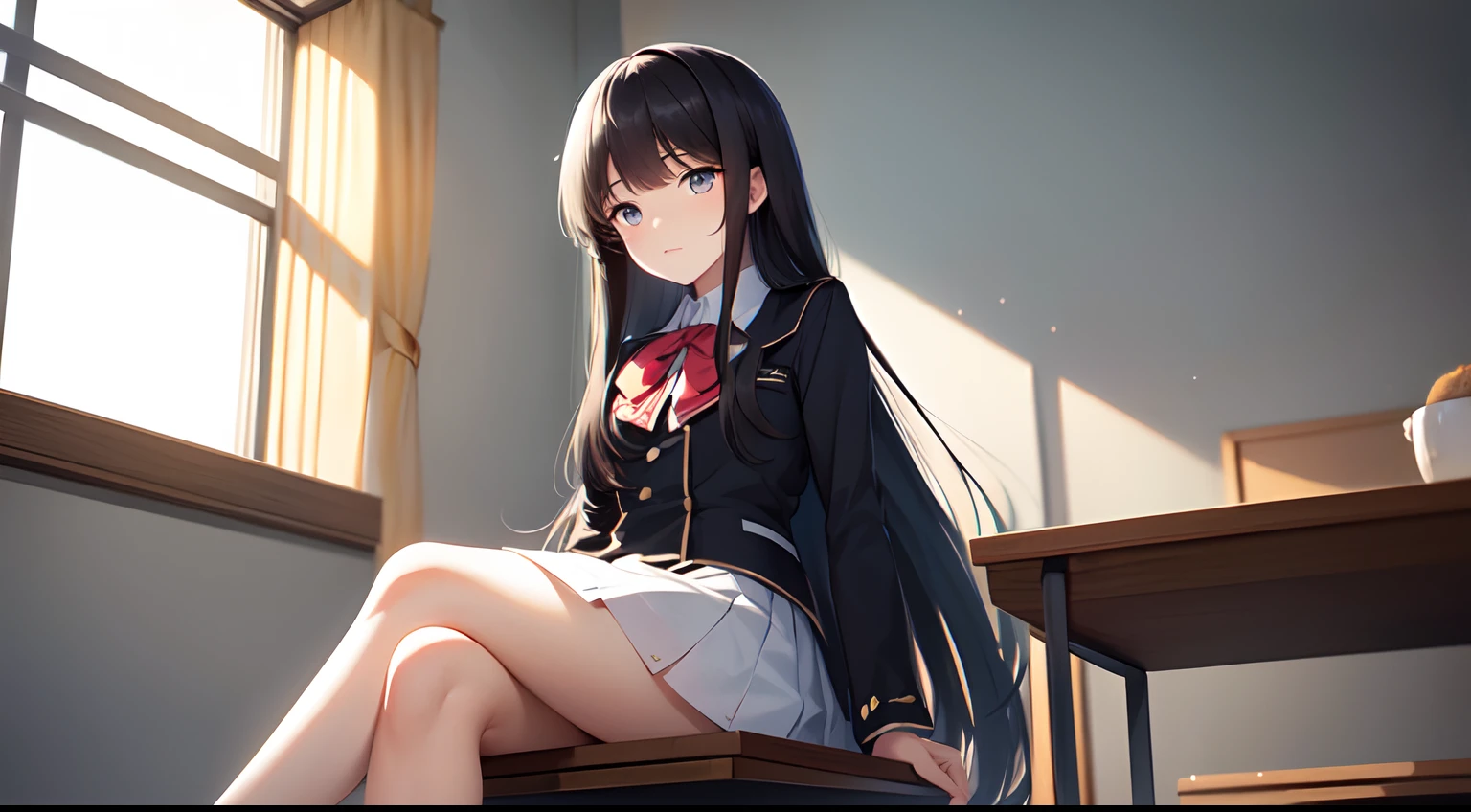 (((best image quality、8K、woman)))、((high school girl、Sex、cute、beautiful girl))、((wearing a uniform、flipping up the skirt、pantsが見えてる)、lewd、pants、panties、Flipping up the skirt with your own hands、Facing the front and looking down、Grabbing a skirt with your own hands、random、squat、