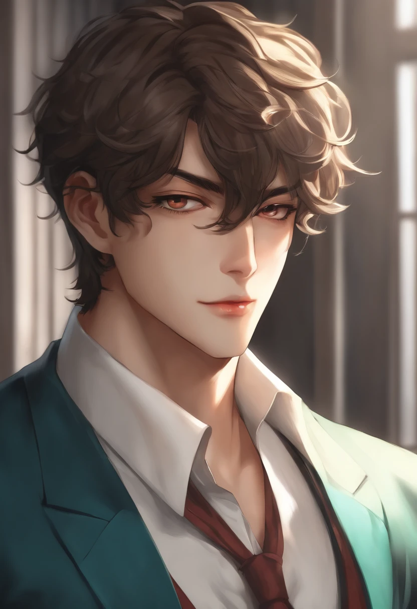 um close up de uma pessoa de terno e gravata, feito com anime painter studio, cara de anime alto com olhos azuis, Kentaro Miura estilo de arte, homem bonito anime, pintado em anime painter studio, !!retrato de corpo inteiro!!, Retrato anime de um homem bonito, Altas, Retrato de corpo inteiro do personagem, retrato de corpo inteiro, kentaro miura manga art style