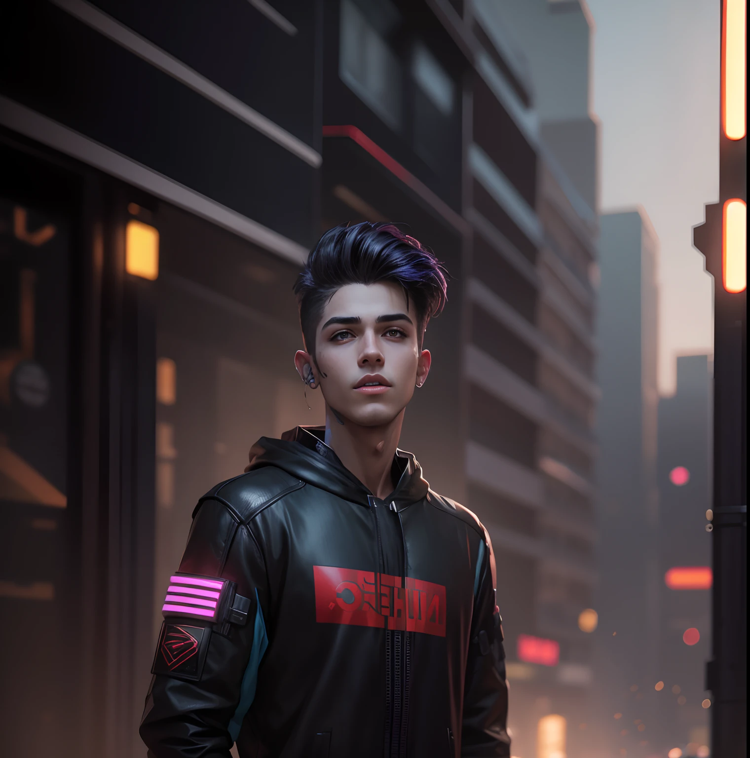 Change background cyberpunk handsome boy, realistic face, 8k, ultra realistic, original face,