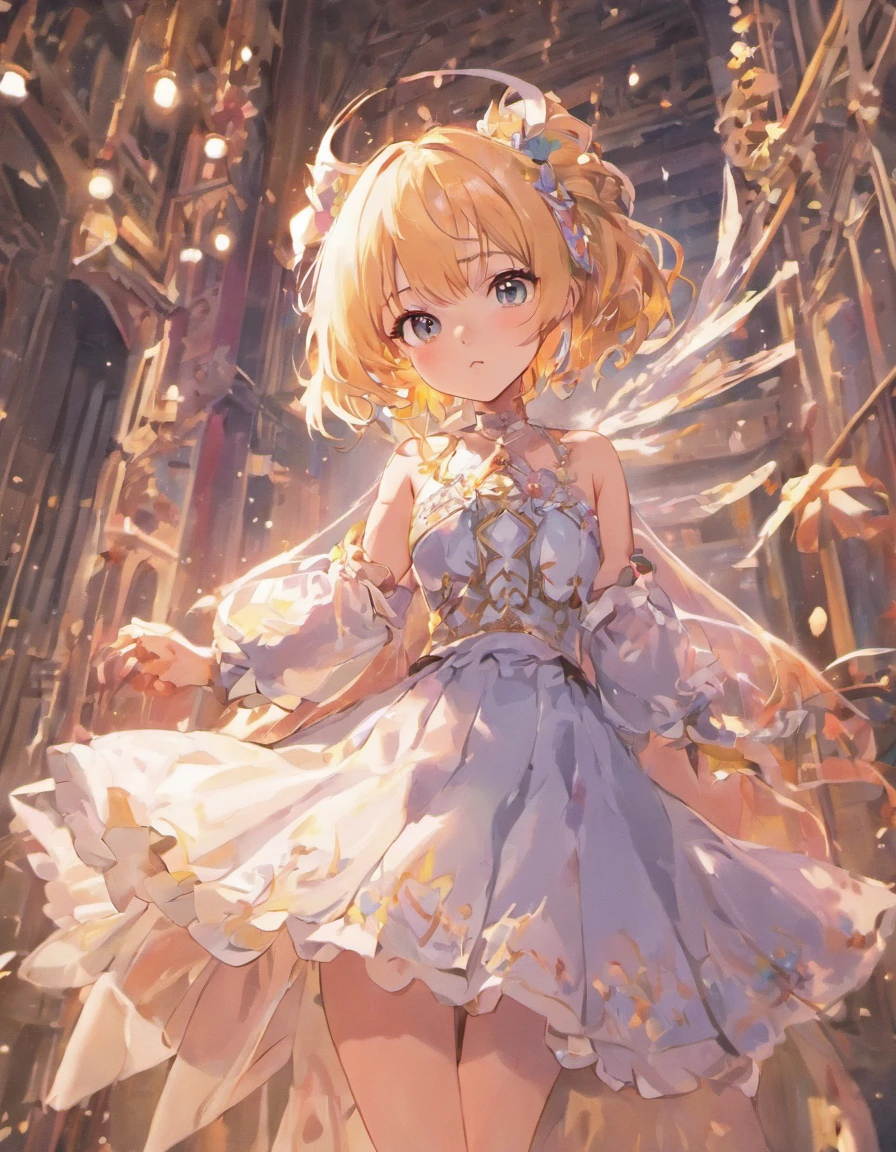 tmasterpiece,Best quality at best,offcial art,The is very detailed的 CG unified 8k 壁纸,One day,hugefilesize,Lori huge breasts cleavage,Messugacchi,Very long hair,shinning eyes,white dresses,black thighhigns,Mary Jane,flower ribbon