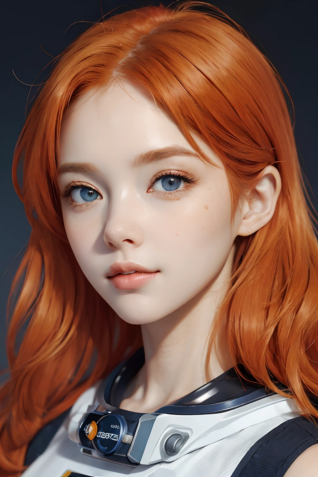 (master part), best quality, olhos expressivos, rosto perfeito, menina astronauta, menina neko, orange hair, olhos azuis