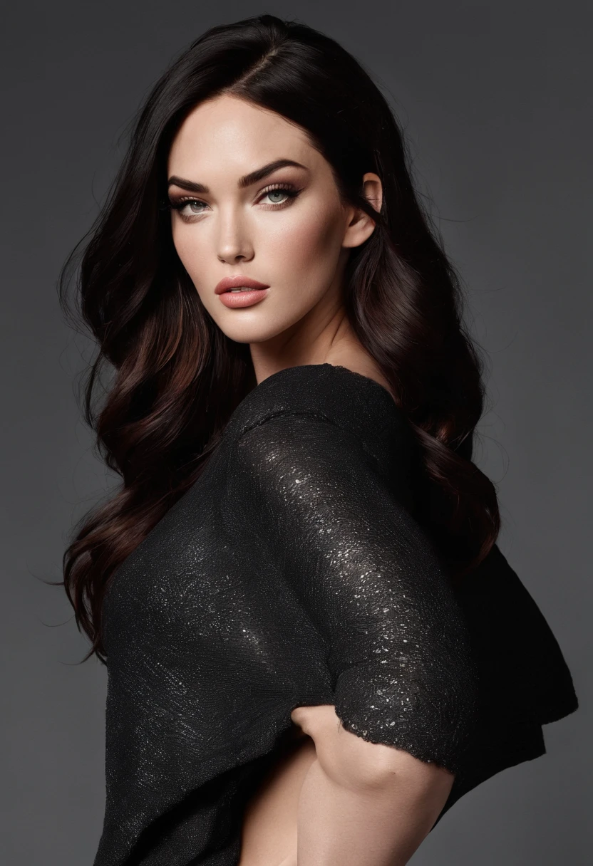 looks like fat Megan Fox, chubby belly, fat arms