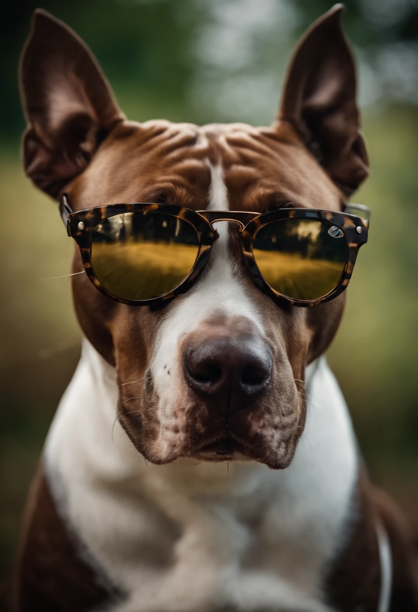 Pitbull dog with sunglasses, corrente de ouro, kalap
