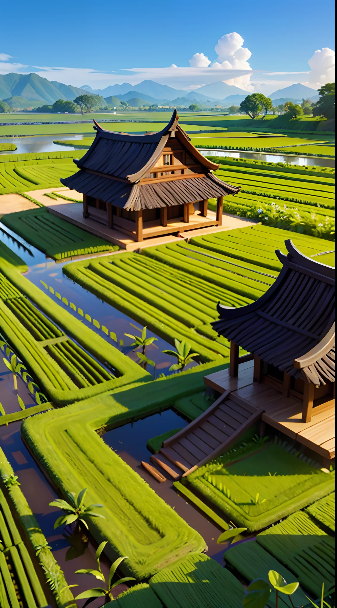 Masterpiece, Best quality, 1womanl, Indonesia, ricefield,