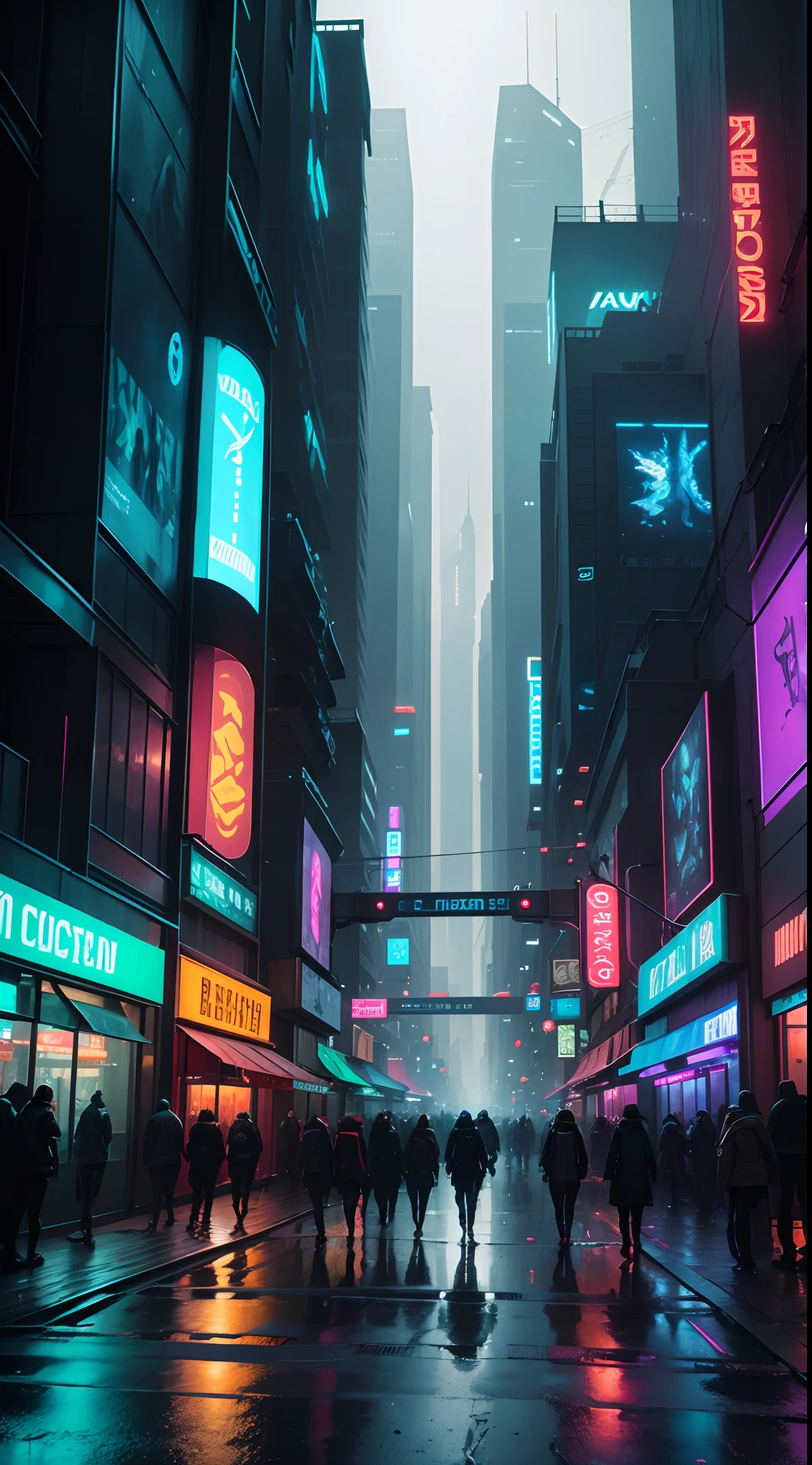 Imagine "Picture a bustling street in a futuristic city, enveloped in a hyper-realistic cyberpunk aura. Neon signs light the way, reflecting off cars gliding along the thoroughfare. This cyberpunk metropolis, immersed in a constant rainy climate, captivates with its sci-fi aesthetics, reminiscent of the nighttime scenes of a city akin to 'Zaun' from the 'Arcane' universe. The futuristic streets of this nocturnal setting shimmer in shades of green, transporting you to a world of high contrast and electrifying atmosphere."