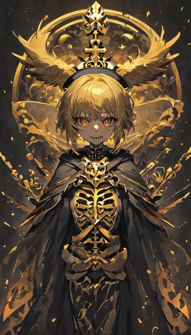 Black and gold skull logo，Create a nuanced necromancer style