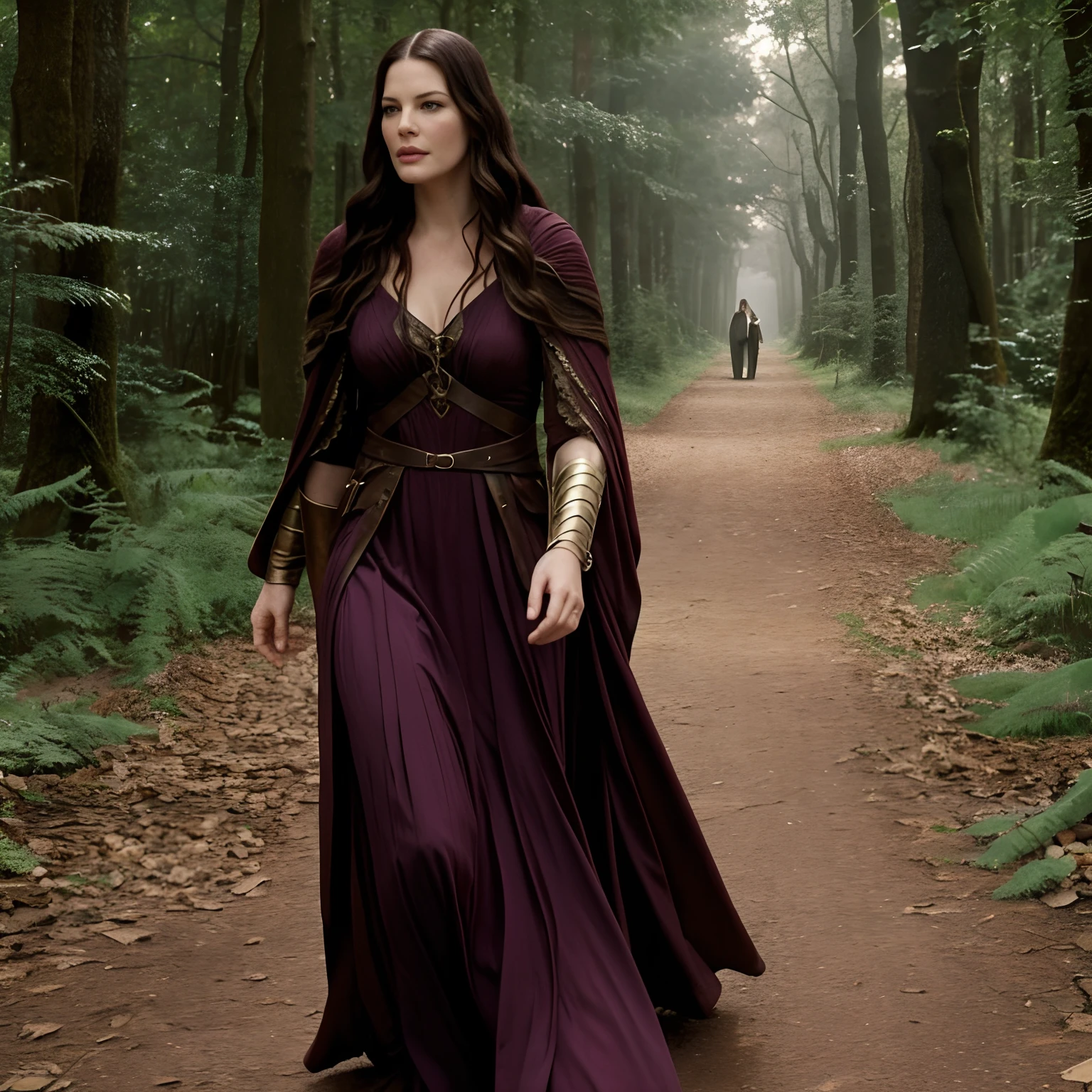 Liv Tyler walks in a montage like in The Lord of the Rings with a dress as a goddess