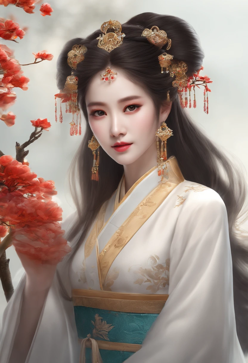 A girlis, Ancient Chinese Costume, full entire body, Sonnenschein, Klares Gesicht, clean white background, Meisterwerk, Super detailliert, Epische Komposition, Ultra-HD, High quality, Extrem detailliert, Offizielle Kunst, Einheitliches 8K-Hintergrundbild, Super detailliert, 32 Tsd.