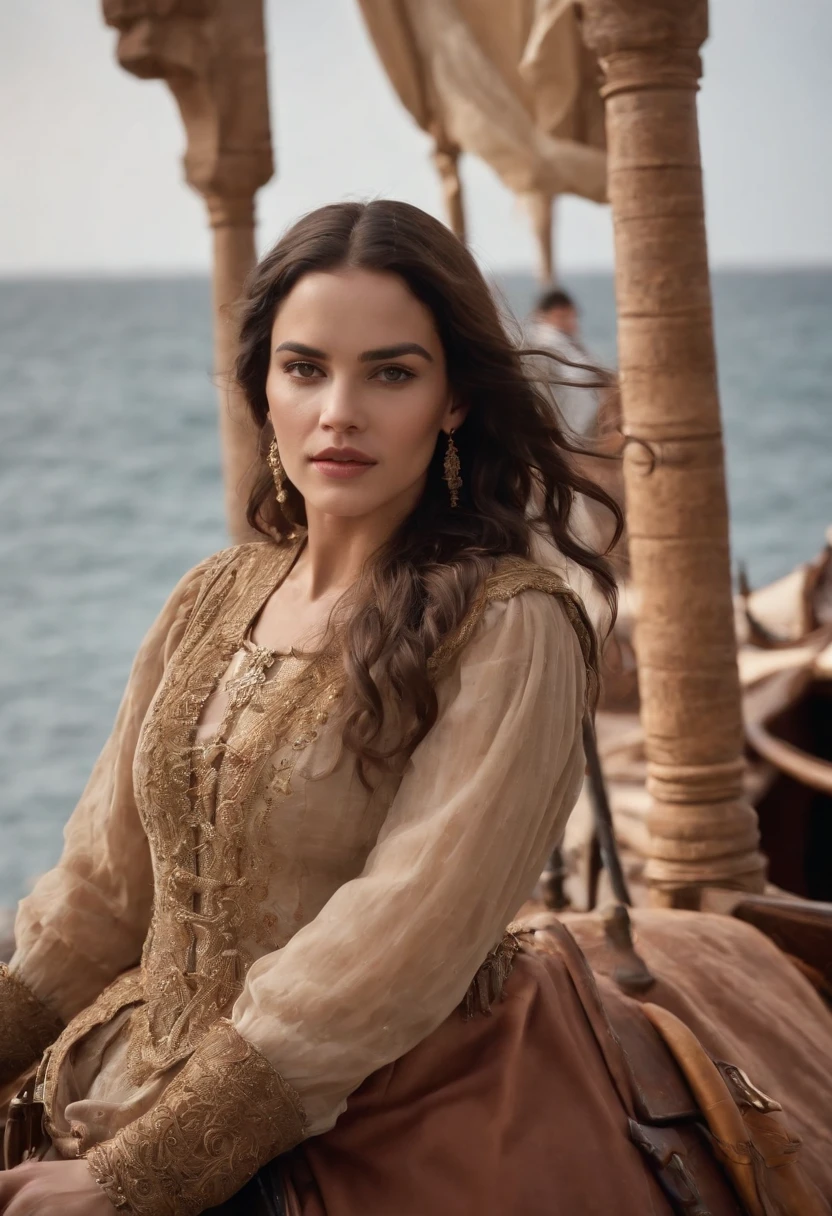 The singer Rosalía Vila Tobella arriving in Spain in a caravel with the name Motomami