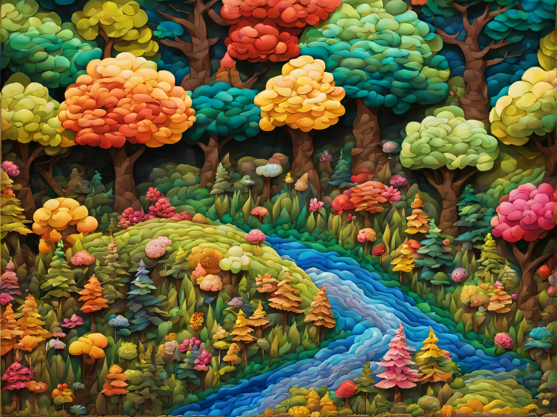"magic forest landscape, multidimensional quilted paper, art, Chibi, Yang08k, beautiful, colorful, Artworks, Superior Quality, best quality, Official Art, Beautiful and Aesthetic, (16k ultra-realistic)"