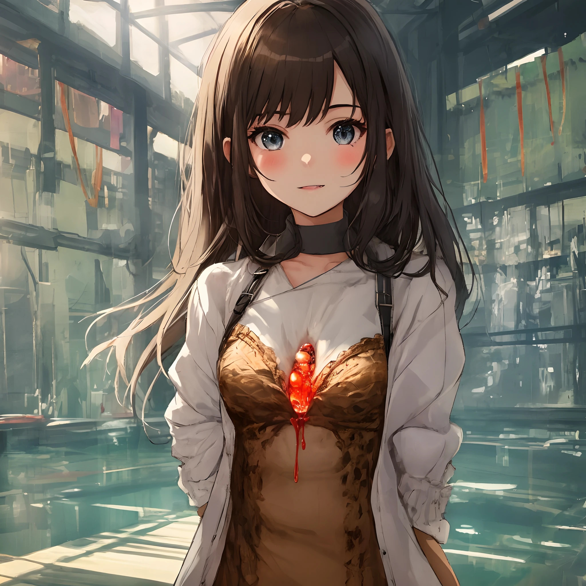 A girl showing what inside her