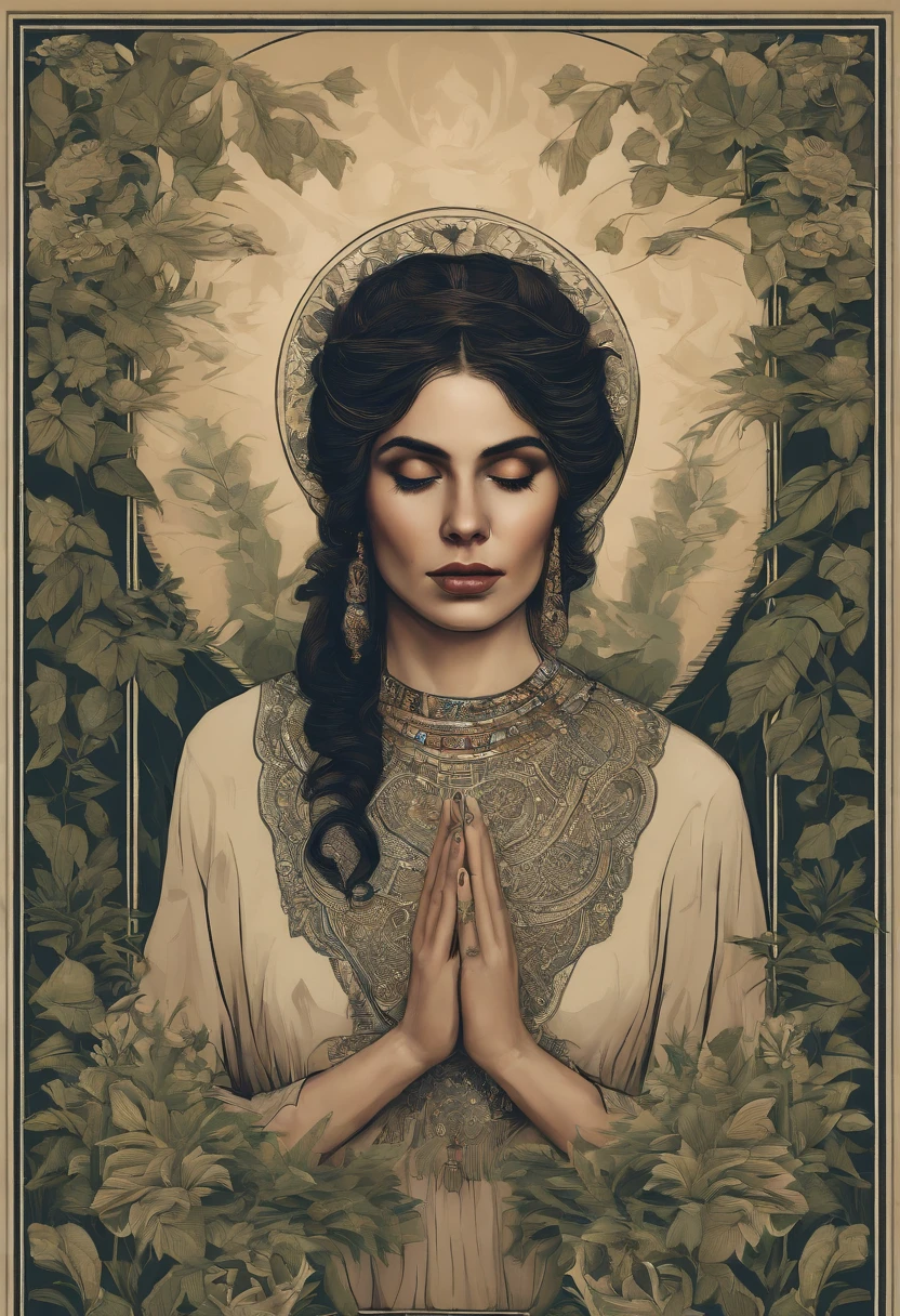 A serene young nun, surrounded by a lush garden, enjoys a quiet moment with her marijuana cigarettes, the smoke swirling around her in intricate patterns. the transparent habit shows her entire nude body