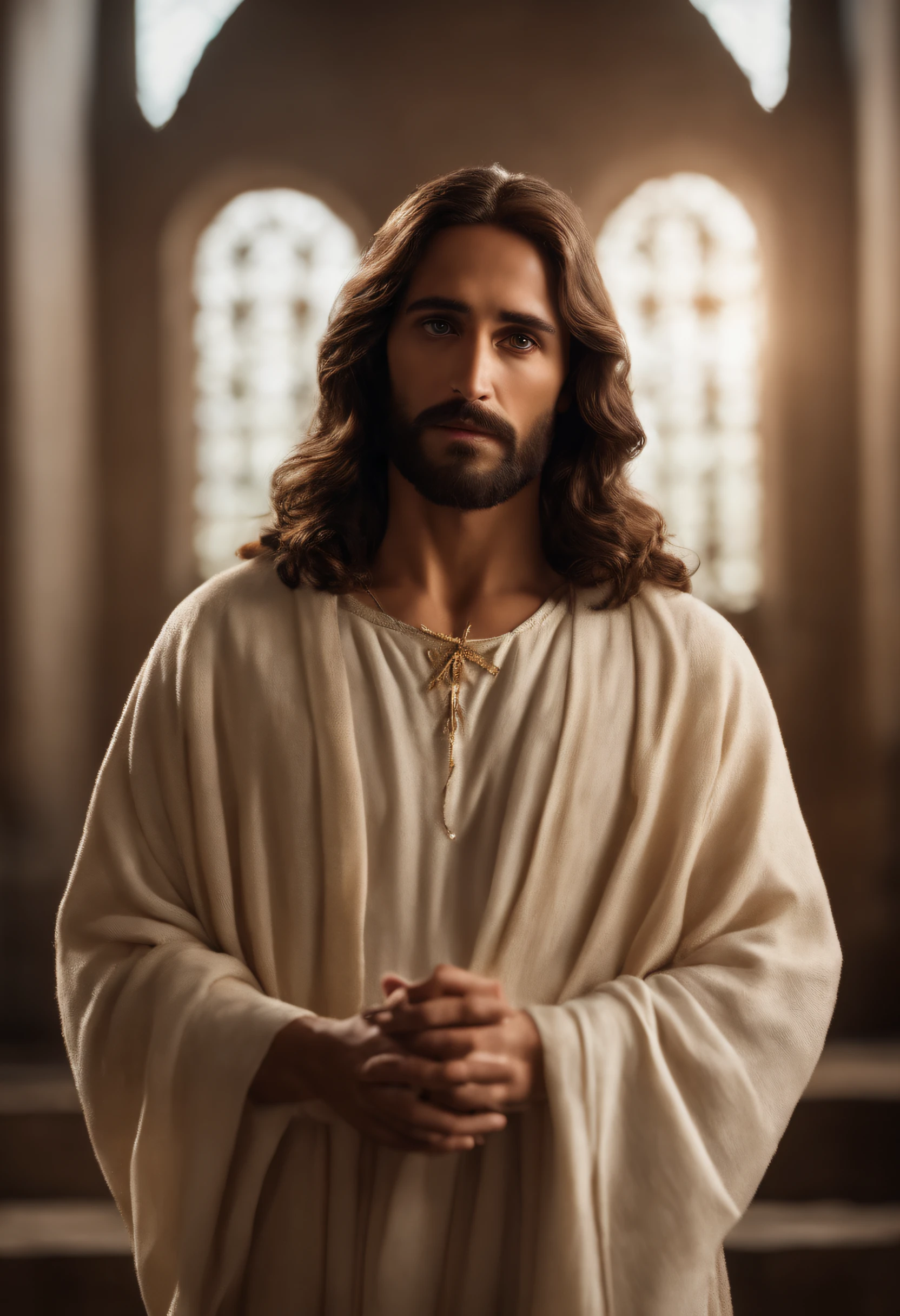 /image de jesus cristo do rosto  inteiro  realistic cinematic 16x9