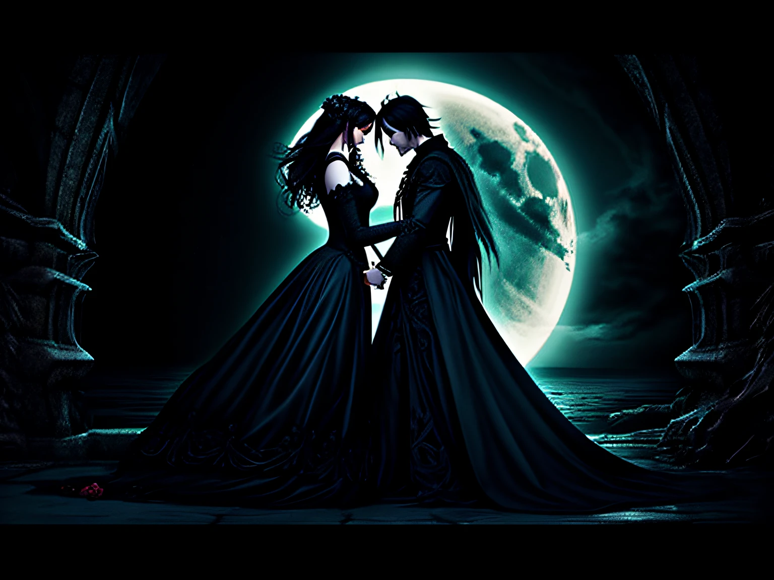 illustrations from the porma The Eternal Waltz of the Dark Romance, gothic style
