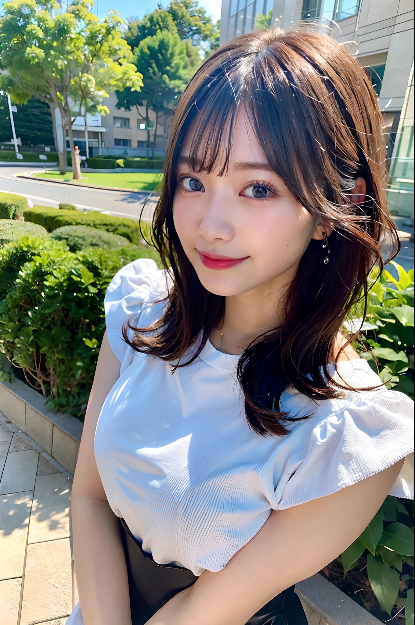 (top-quality、8K、32K、masuter piece、nffsw:1.2)、profile、(slim figure:1.2)、(s lips) 、18year old、Show your teeth and smile、Bery short hair、Colossal tits、二重まぶた、shinny skin、Realistic rays、mare、beauitful face、(A smile:1.3)、crouching down、(From above:1.2)、(a closeup:1.4)、blurry backround、(Front Focus)、(Dark: 1.6)、Fantasy Art、photoRealstic、Professional Lighting、extra detailed face、Award-winning、deep-shadows、flower field