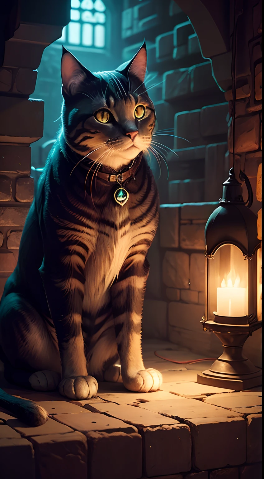 Gato,medieval,neon