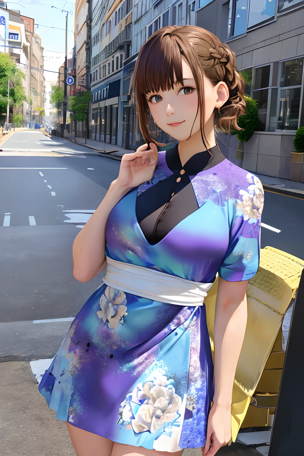(​masterpiece、top-quality、hight resolution、Official art、Beautifully Aesthetic:1.2)、(One girl:1.3)、A highly detailed、(Photorealsitic:1.4), (◯◯Color hair:1.2), ((a pixie cut)), (Perfect hairstyle:1.4), (Fractal Art:1.1)、Realistic, (colourfull:1.1), (florals:1.3)、The most detailed、highestdetailed, A hyper-realistic, 3D顔, (Zentangle:1.2)、(Dynamic Poses)、(Dress well:1.2)、(shinny skin)、(Many colors:1.4)、、(耳Nipple Ring:1.4)