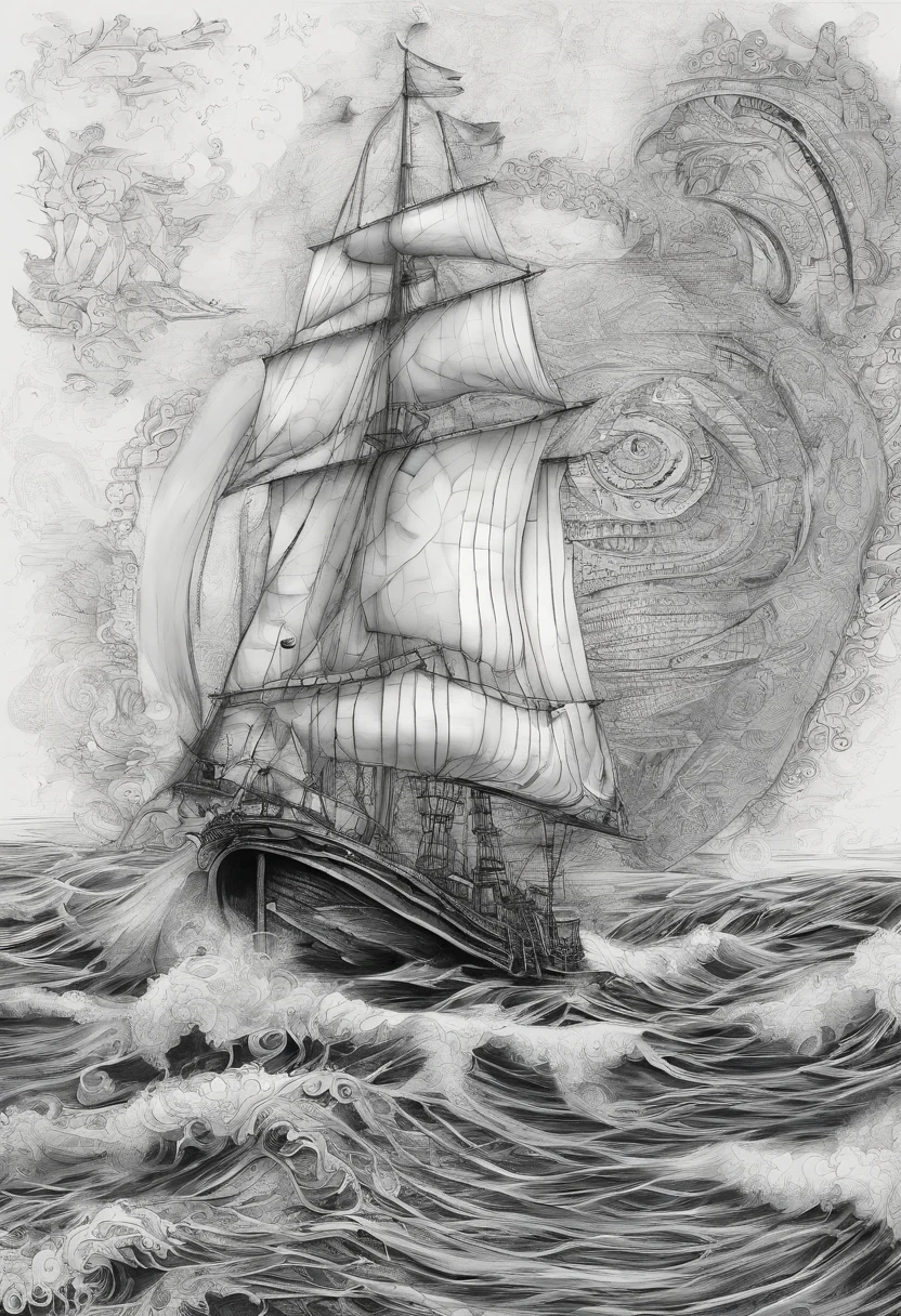 Sail ships, Waves, Riding the waves, das boot，Winding painting