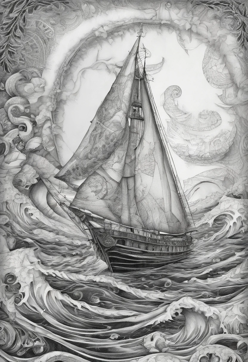 Sail ships, Waves, Riding the waves, das boot,Winding painting