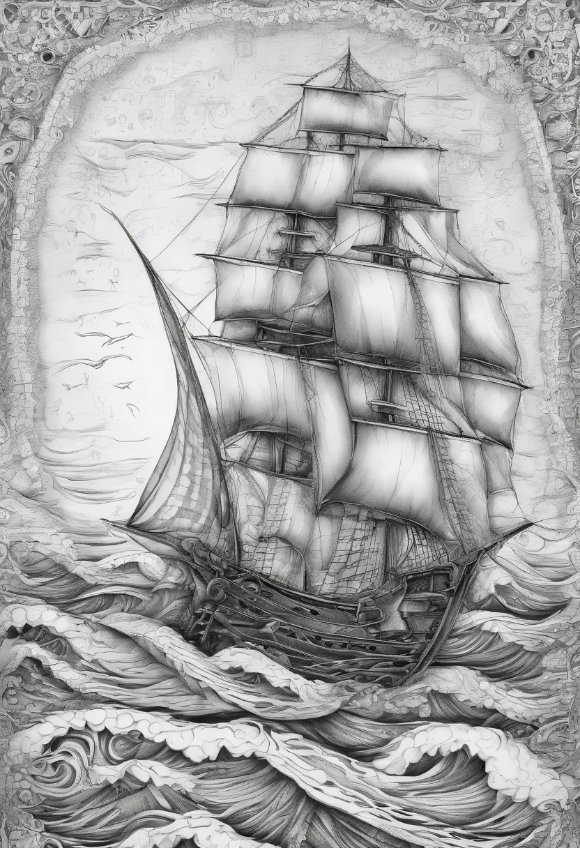 Sail ships, Waves, Riding the waves, das boot,Winding painting