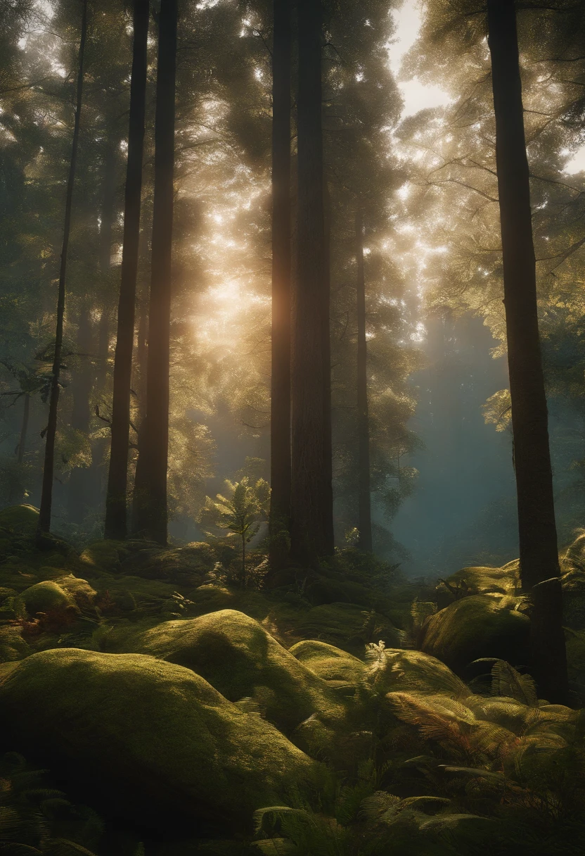 crie pra mim uma thumbnail do jogo the forest com uma paisagem de fundo chamativa com 5 canibais grandes,e com o sobrevivente escondido
