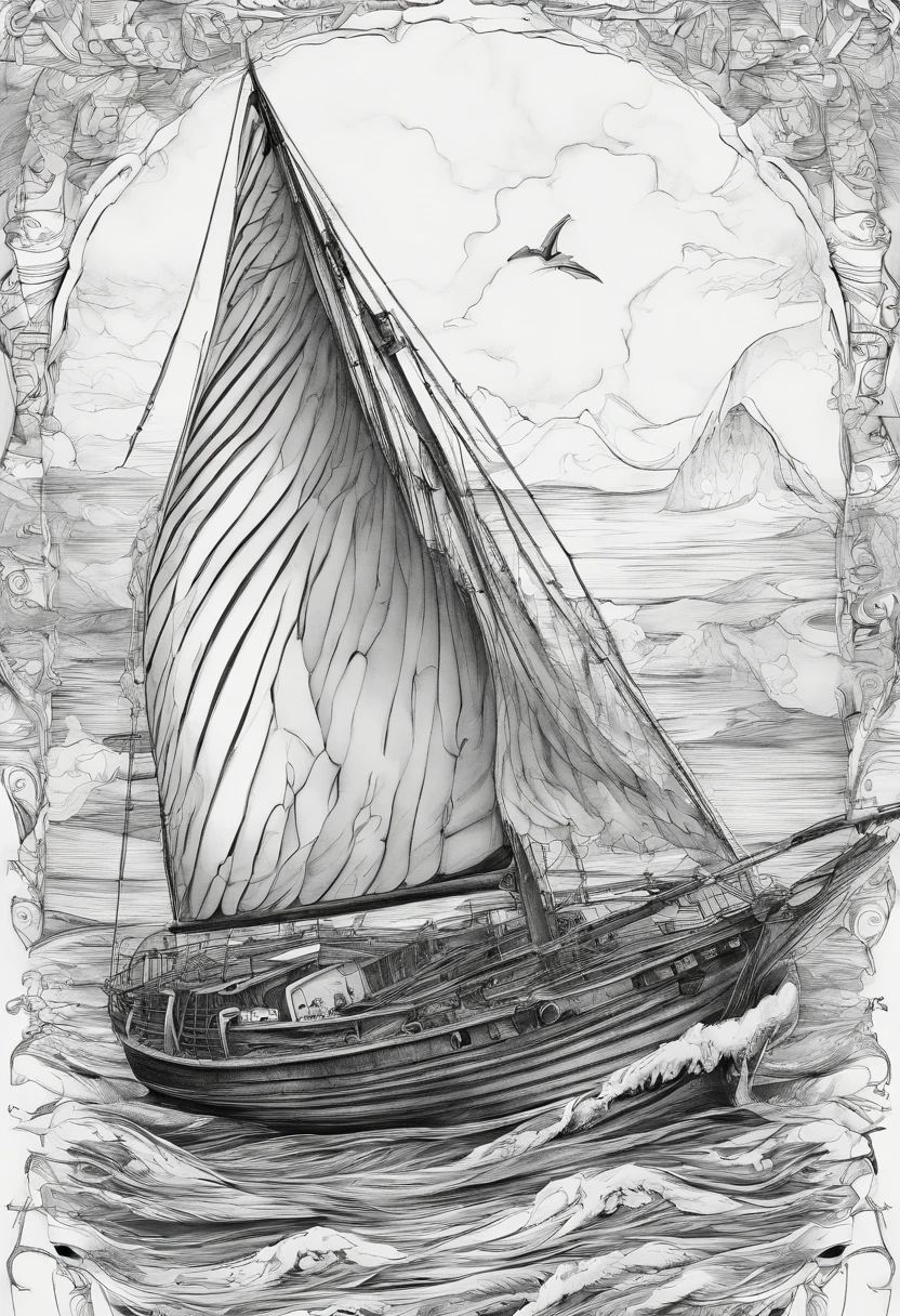 Pictures of sailboats, Digital pen and digital ink, detailed digital drawing, Symmetrical digital illustration, ,  digital intricate art, Digital drawing, Detailed. Sailing Class, Hand drawn digital art, 4K. Detailed drawing, Digital painting | Intricate, Sailing wave class，Winding painting，violent storm，big sea waves