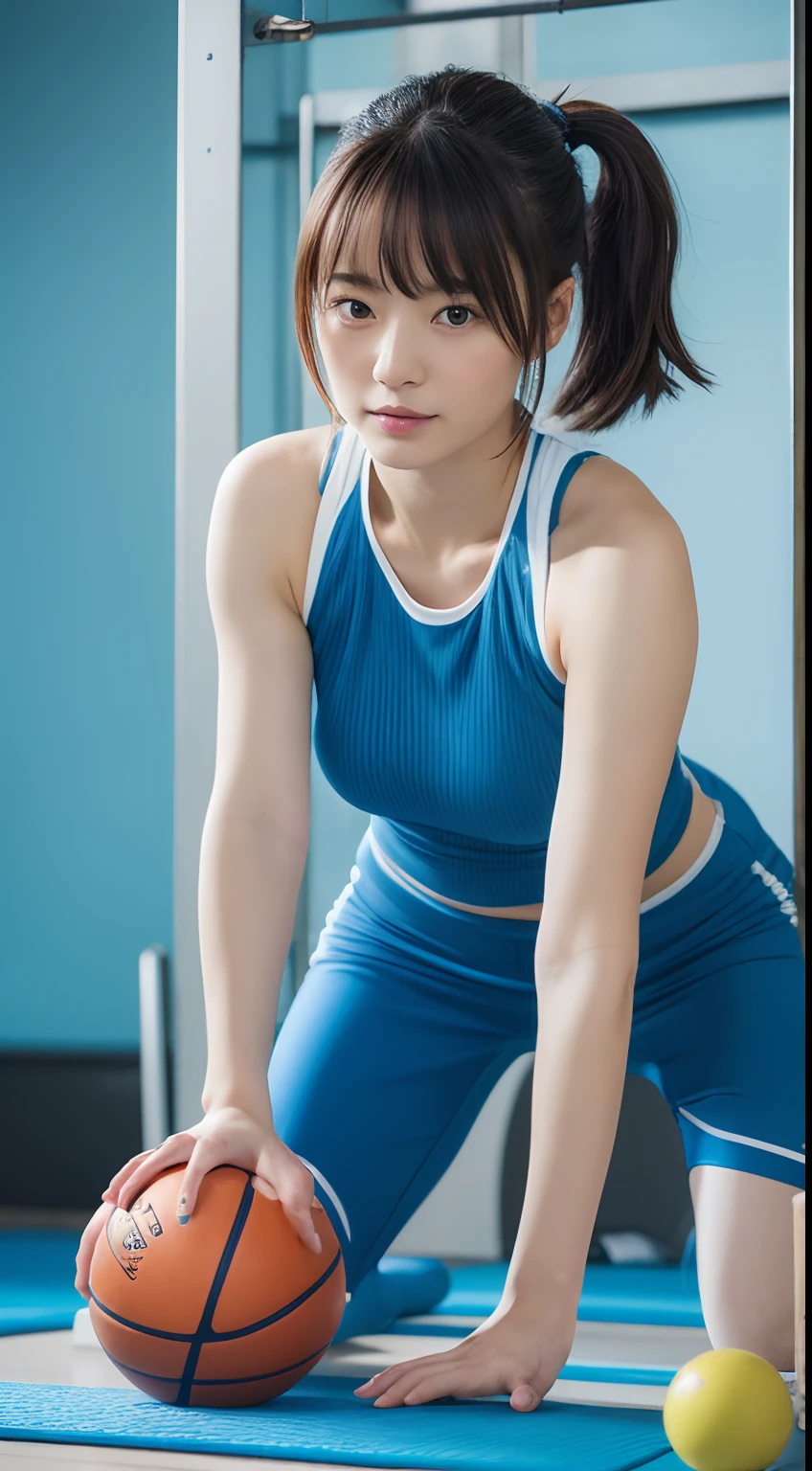 (8k, RAW Photos,highest quality, High resolution:1.1), (Super realistic:1.4),(Realistic, Realistic:1.3),Japanese beauty、Rhythmic Gymnastics Club、Rhythmic Gymnastics Uniform、((Upper Body:1.3))