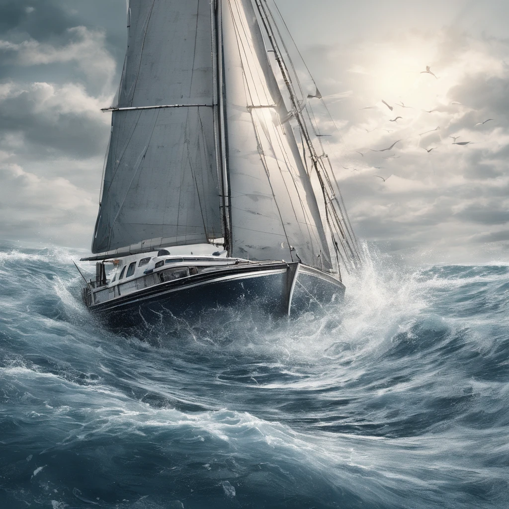 (a sailing boat, sparkling waves, stepping on the foam, the boat, entangled strokes) I insist that it must be a "sailing boat" as the main subject of the painting, which will be depicted gracefully navigating through the ocean. The focus will be on capturing the essence of the boat and the surrounding sea.
To achieve a high-quality image, it should be of "(best quality,4k,8k,highres,masterpiece:1.2)" resolution. The details should be "ultra-detailed", ensuring every stroke is vividly depicted, creating a "realistic,photorealistic,photo-realistic:1.37" representation of the scene.
The medium used to create this artwork will be indicated as "entangled strokes", as if the strokes used to create the image are beautifully tangled together, adding a unique flair to the painting.
The painting will showcase the "sparkling waves", capturing the sunlight reflecting off the water's surface, creating a mesmerizing and vibrant effect. The waves should appear realistic, with a sense of movement and depth, as if the boat is "stepping on the foam" and sailing gracefully amidst the flowing waves.
For additional details, ensure the boat is depicted in a way that highlights its elegance, with its sails fully extended, catching the breeze. The boat should have a sleek and streamlined design, reflecting its ability to effortlessly glide through the water.
As for the color palette, vibrant and dynamic colors should dominate the scene, with the shades of blue and turquoise representing the ocean and sky, creating a sense of tranquility and serenity. The lighting should emphasize the radiance of the sun, with warm sunlight infusing the scene with a golden glow.
Remember to omit any unnecessary explanations, use English words or phrases to describe the tags, and separate them with commas. The prompt should adhere to the aforementioned structure and limitations.