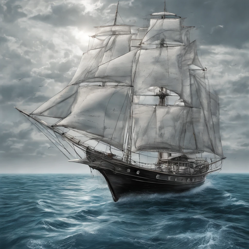 (a sailing boat, sparkling waves, stepping on the foam, the boat, entangled strokes) I insist that it must be a "sailing boat" as the main subject of the painting, which will be depicted gracefully navigating through the ocean. The focus will be on capturing the essence of the boat and the surrounding sea.
To achieve a high-quality image, it should be of "(best quality,4k,8k,highres,masterpiece:1.2)" resolution. The details should be "ultra-detailed", ensuring every stroke is vividly depicted, creating a "realistic,photorealistic,photo-realistic:1.37" representation of the scene.
The medium used to create this artwork will be indicated as "entangled strokes", as if the strokes used to create the image are beautifully tangled together, adding a unique flair to the painting.
The painting will showcase the "sparkling waves", capturing the sunlight reflecting off the water's surface, creating a mesmerizing and vibrant effect. The waves should appear realistic, with a sense of movement and depth, as if the boat is "stepping on the foam" and sailing gracefully amidst the flowing waves.
For additional details, ensure the boat is depicted in a way that highlights its elegance, with its sails fully extended, catching the breeze. The boat should have a sleek and streamlined design, reflecting its ability to effortlessly glide through the water.
As for the color palette, vibrant and dynamic colors should dominate the scene, with the shades of blue and turquoise representing the ocean and sky, creating a sense of tranquility and serenity. The lighting should emphasize the radiance of the sun, with warm sunlight infusing the scene with a golden glow.
Remember to omit any unnecessary explanations, use English words or phrases to describe the tags, and separate them with commas. The prompt should adhere to the aforementioned structure and limitations.