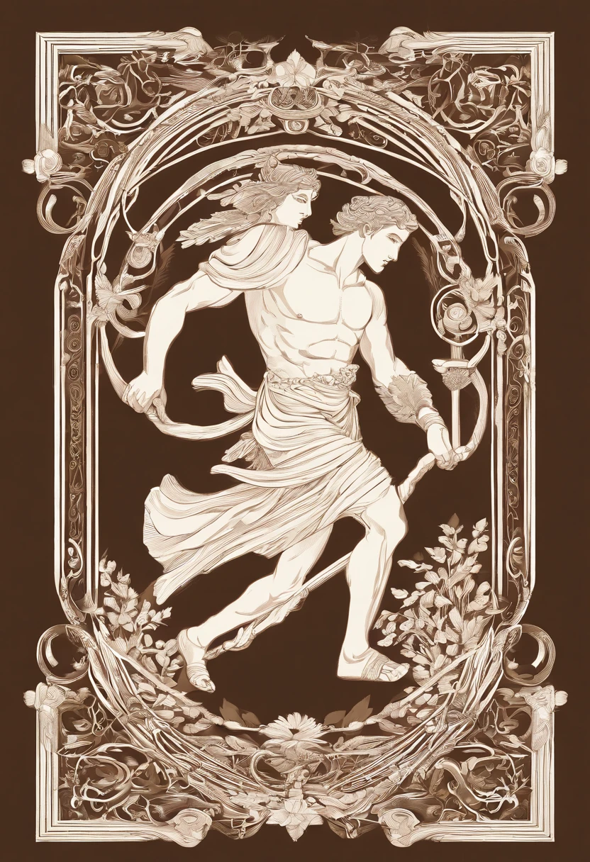 Man in ancient Roman style painting, naked man