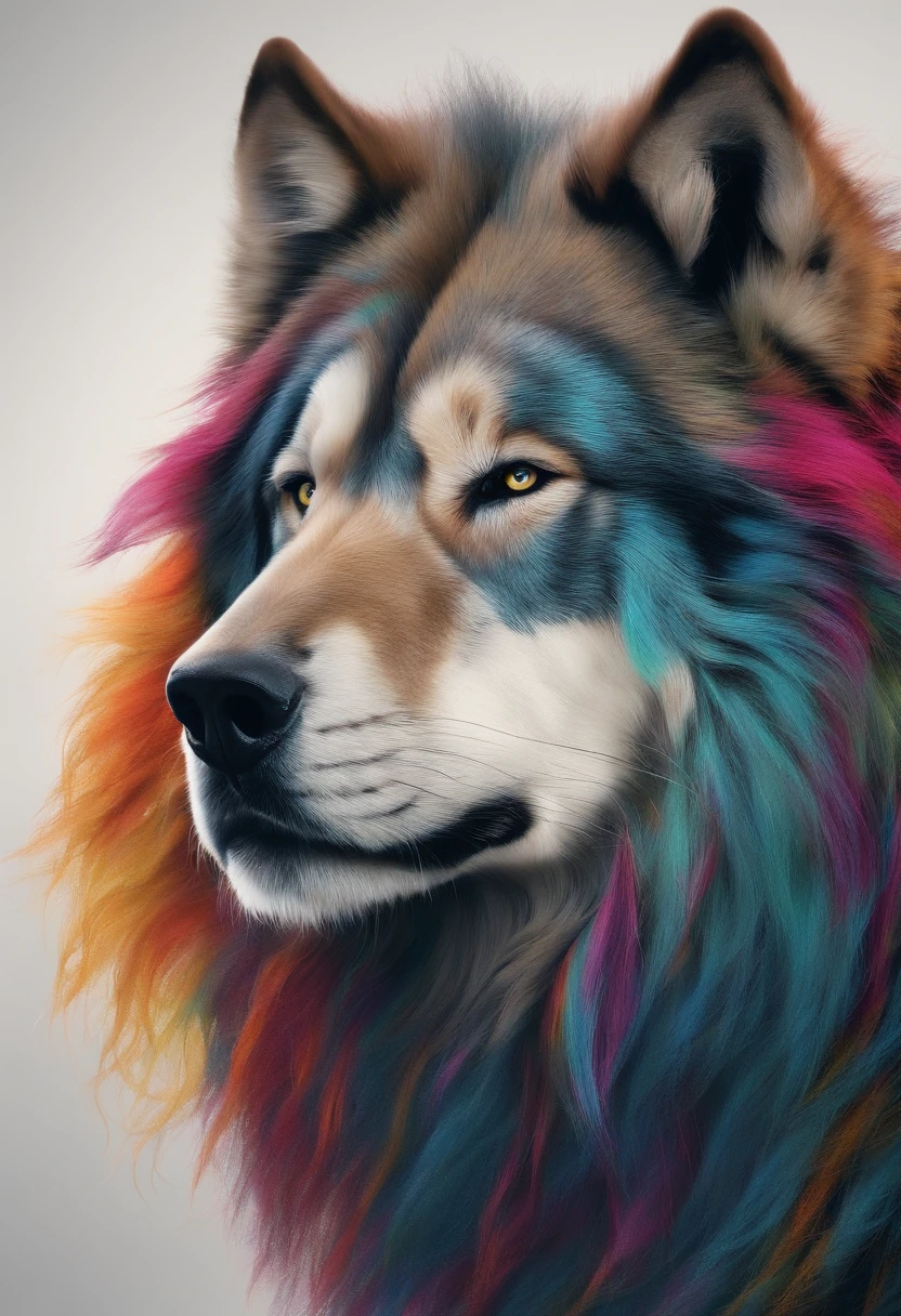 Lobo, (corpo inteiro detalhado), (pelo fofo detalhado)