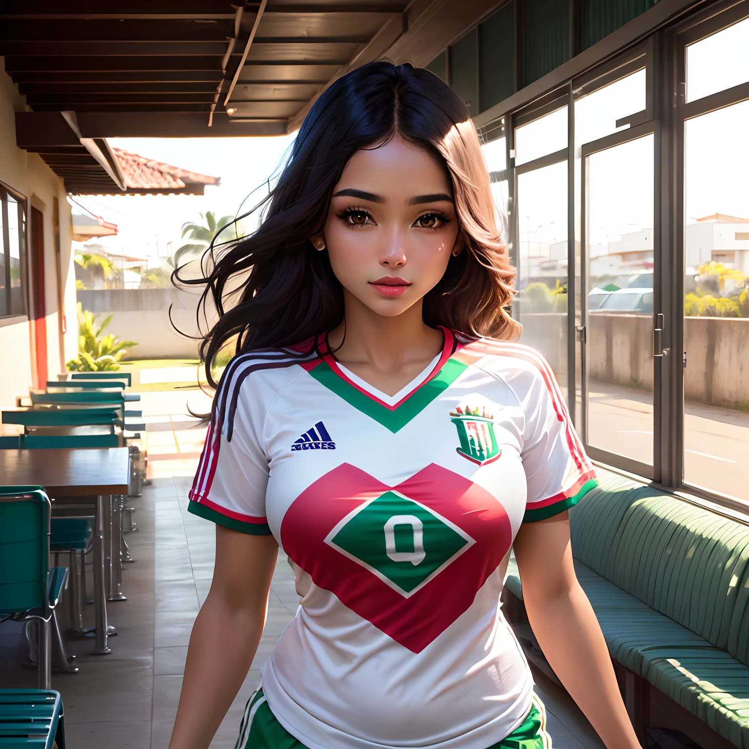 Morena bonita com a camisa do fluminense