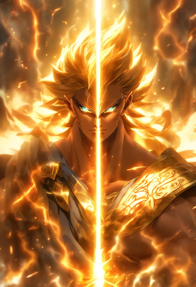 Epic young saint elemental warrior entity,ultimate power,enigmatic aura,divine presence,glowing holy armor,powerful magical staff,commanding stature,transcendent beauty,ethereal grace,mystical symbols,heroic pose,radiating energy,otherworldly background,sacred flames,fierce determination,fearless gaze,celestial wings,limitless potential,divine destiny,majestic grandeur,celestial light,cosmic forces,battle of gods,mythical legends,unleashing elemental forces,majestic battleground,epic clash of powers,heavenly glory,majestic display of strength,wisdom infused with power,unparalleled might,healing touch,unwavering faith,guardian of light,sheer brilliance,protection of the realm,luminous presence,victorious spirit,eternal warrior,ageless wisdom,unbounded strength,ultimate transcendence. (best quality,4k,8k,highres,masterpiece:1.2),ultra-detailed,(realistic,photorealistic,photo-realistic:1.37),portraits,divine color palette,celestial illumination.