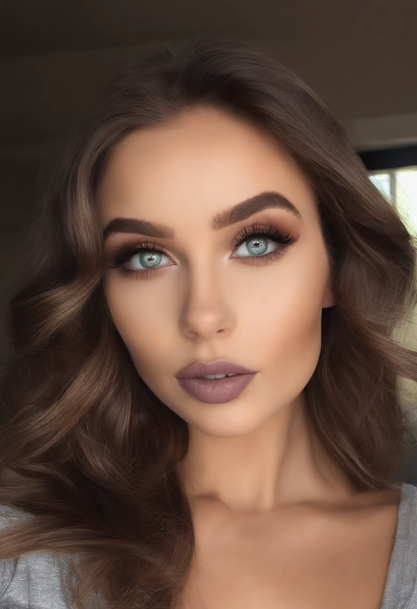 Femme Arafed en entier , fille sexy aux yeux bleu, Portrait Sophie Mudd, cheveux bruns et grands yeux, selfie of a young woman, Yeux de chambre, Violet Myers, pas de maquillage, maquillage naturel, looking straight at camera, Visage avec Artgram, maquillage fin, Superbe plan complet, piercing green eyes, Bel angle, pose attrayante, douce fille, sexy pose, Image pleine longueur, complet