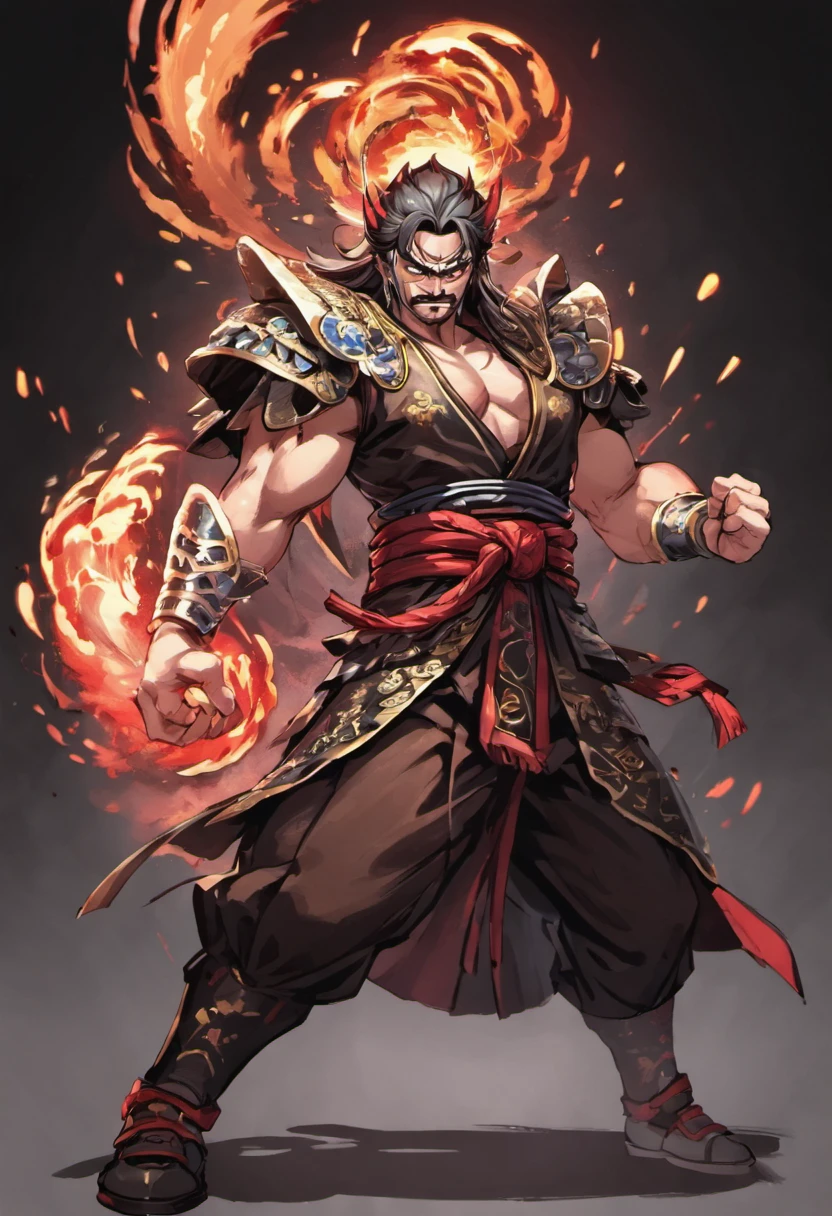 three kingdom，A meticulous face，Clear face，Full body like，Shogun，with black background, High picture quality，tmasterpiece，best qualtiy，超高分辨率