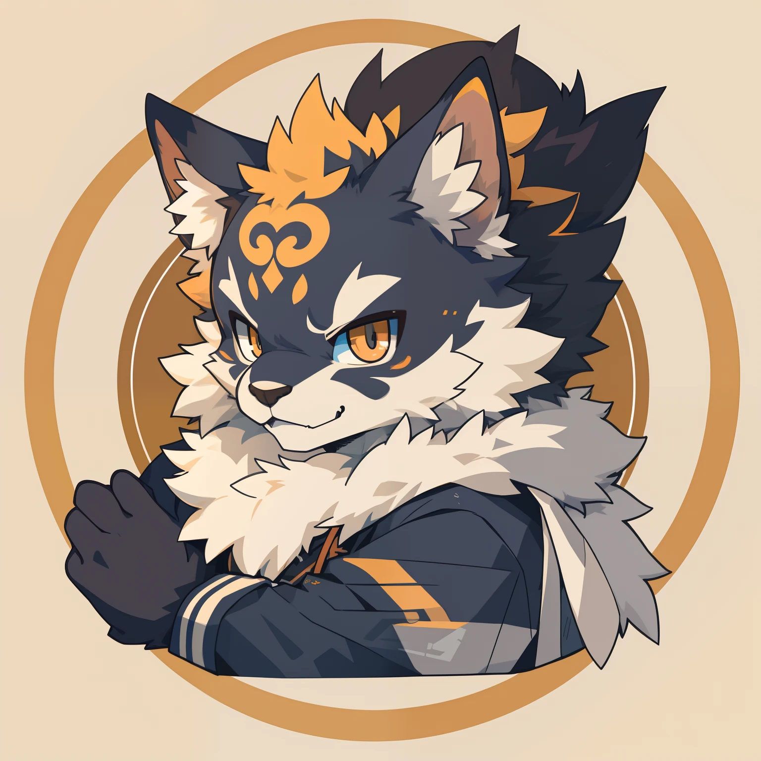 top quality, best quality, rzminjourney, vector-art, High-quality illustrations, masterpiece)(kemono, furry anthro)logo mark, round,