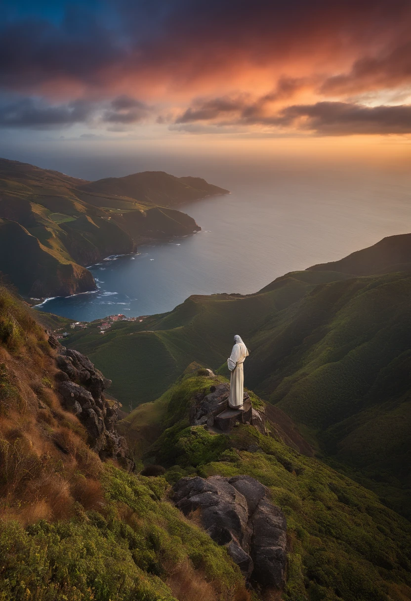 Jesus Cristo pendurado na cruz de madeira, todo ferido, no Monte da caveira com o clima fechado, on Skull Hill with a crowd watching