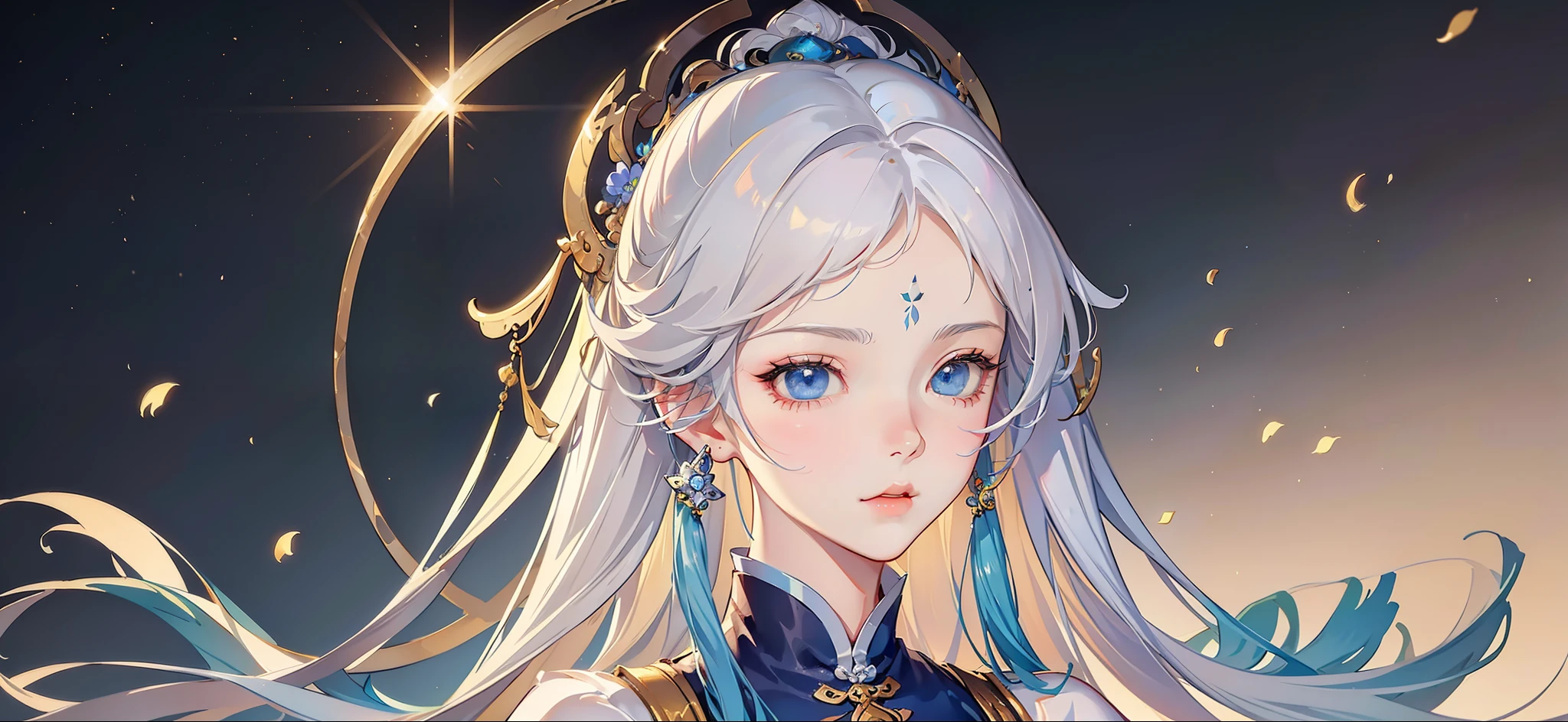 a close up of a woman with white hair and a white mask, beautiful character painting, guweiz, artwork in the style of guweiz, white haired deity, by Yang J, epic exquisite character art, stunning character art, by Fan Qi, by Wuzhun Shifan, guweiz on pixiv artstation