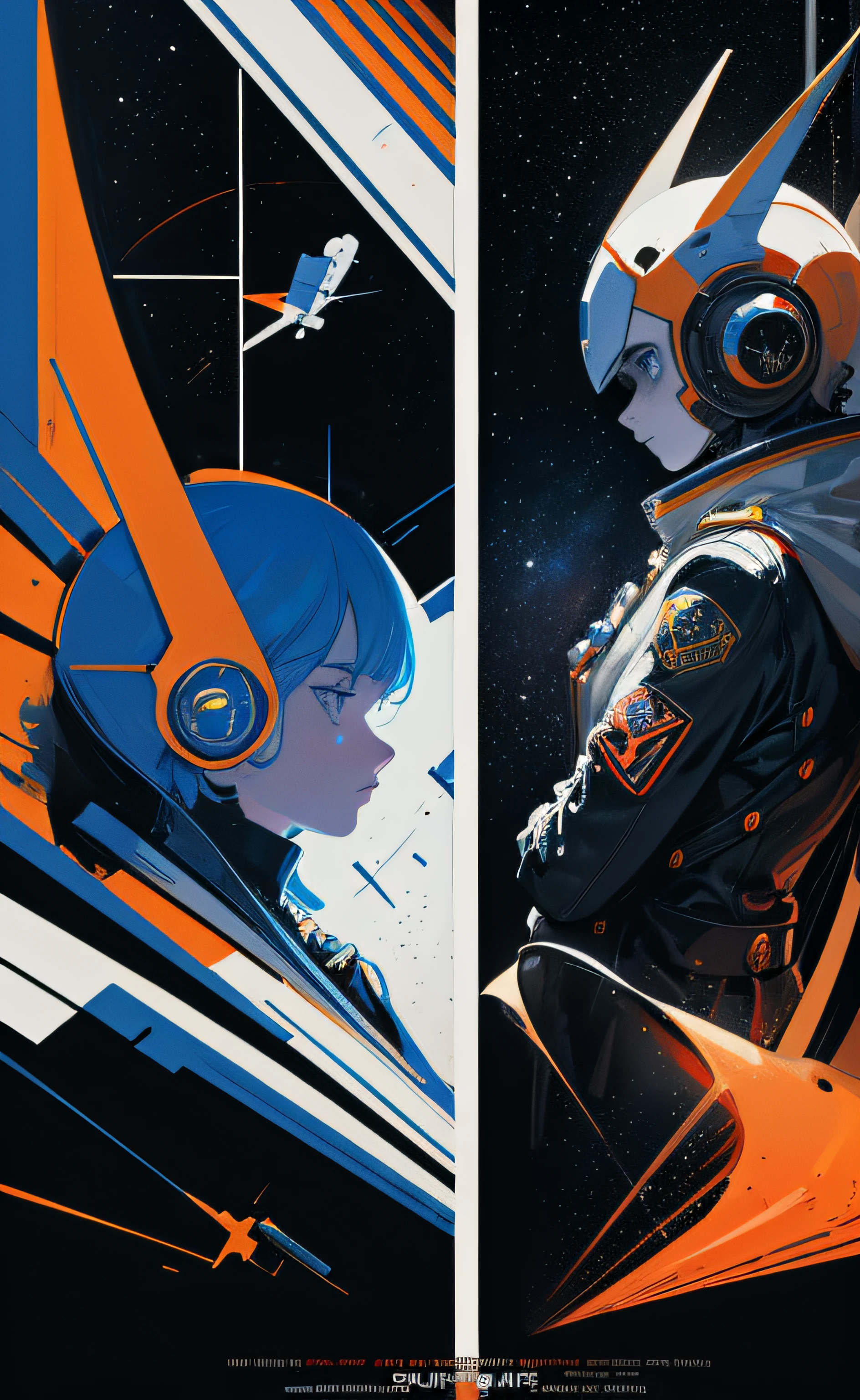 space thriller movie poster, masterpiece, best quality, collage, (Bauhaus, shapes, lines, abstract:1.1) in the style of drew struzan