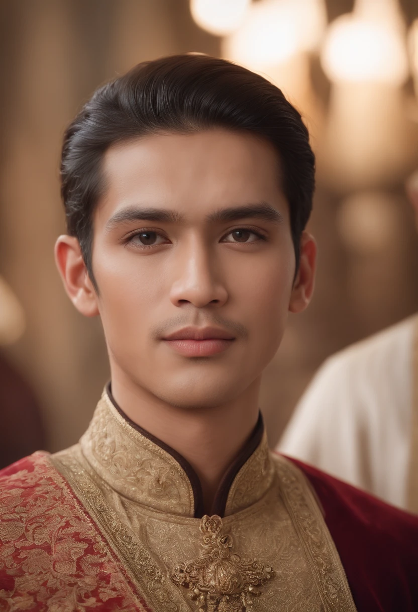 1male, a prince from the Pajajaran kingdom, with an elegant and dignified gaze, Sundanese ethnicity, ancient java, masterpiece, the best quality, (detailed face, detailed ayes, detailed skin texture, ultra-detailed body), realistic, 4k textures, HDR, best 8k, insane details, intricate details, hyperdetailed, hyper quality, great detail, ultra-detailed, soft cinematic light