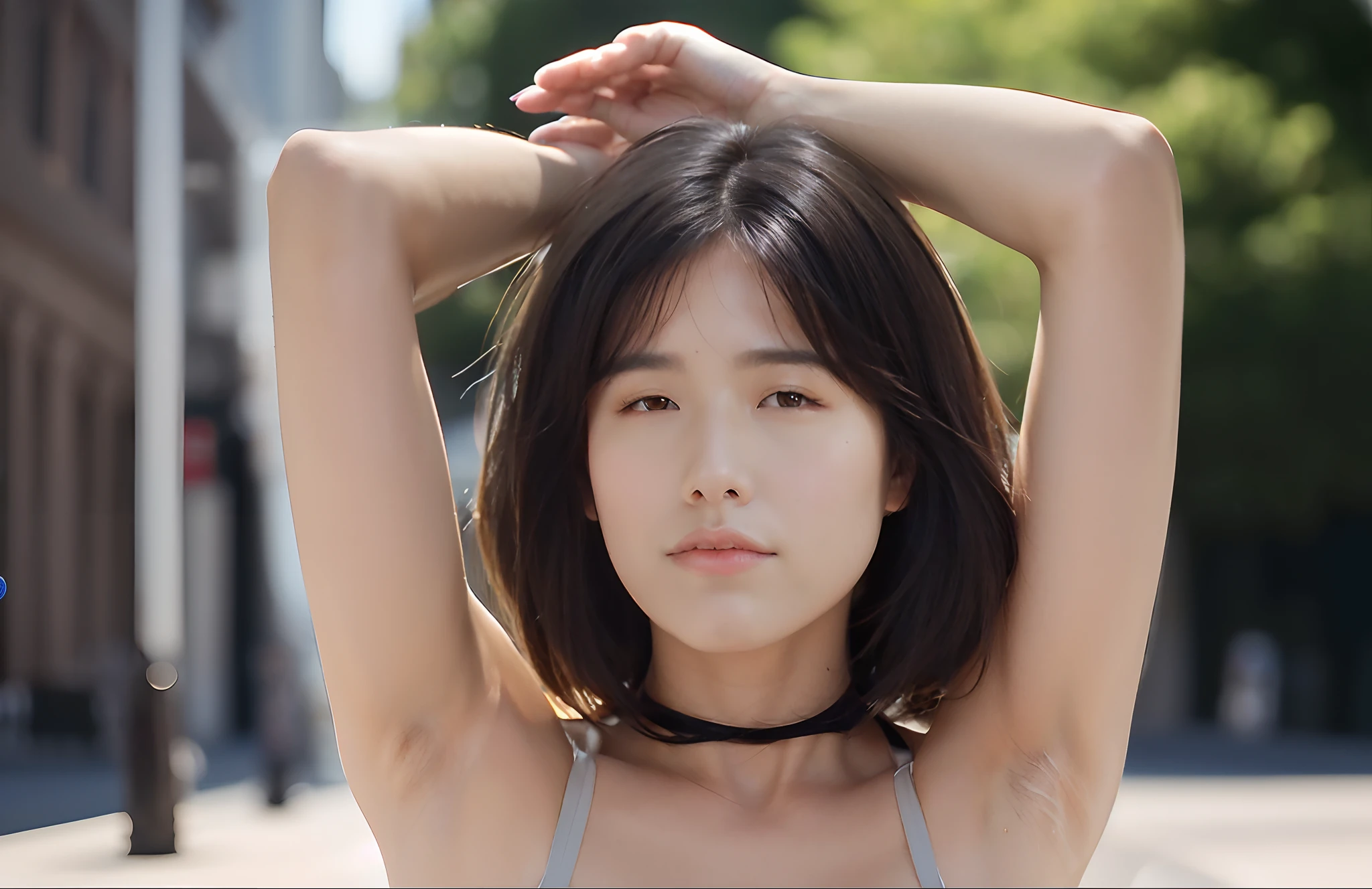 Top image quality、Very clear and realistic photos、Very detailed and beautiful hair quality、The most beautiful woman、(((Closed lips)))、(((Upper body naked)))、(((No Underwear)))、(((No bra)))、(((Armpit hairy)))