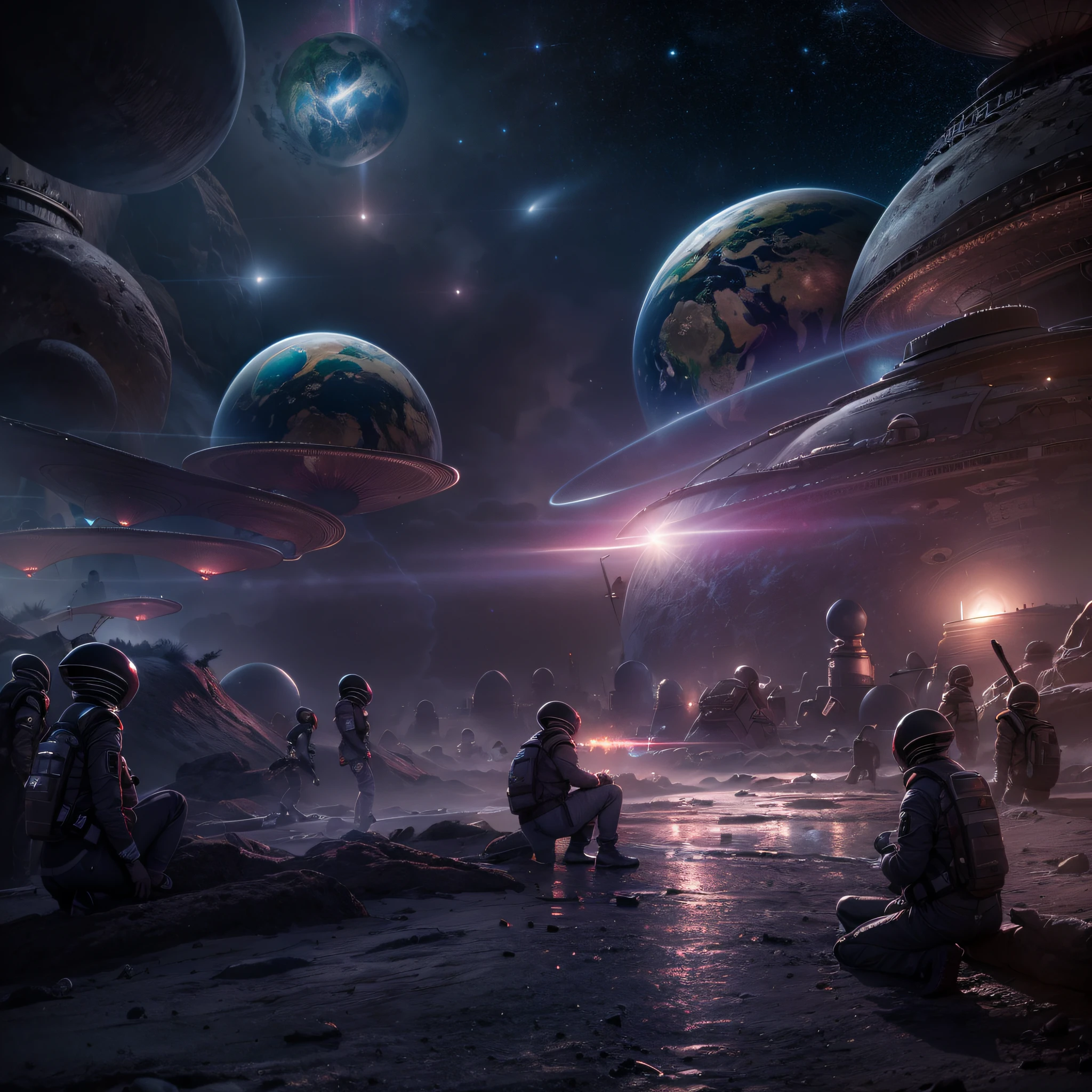 Masterpiece, RAW photo，high resolution，best quality，high definition, perfect composition, 16K，Cinematic lighting，Aliens are creating Earth，Scientific basis and imagination，dream，